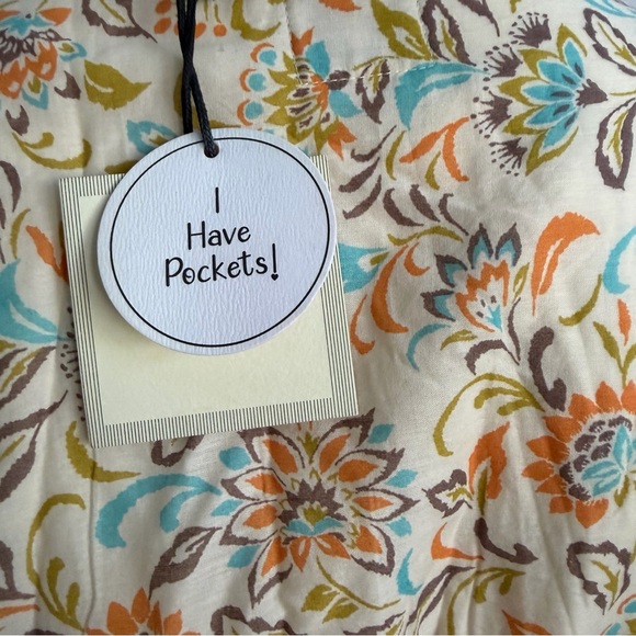 Léa Boho Maxi Dress NWT Floral Cotton V Neck Tiered Pockets Resort 2X - Picture 8 of 10